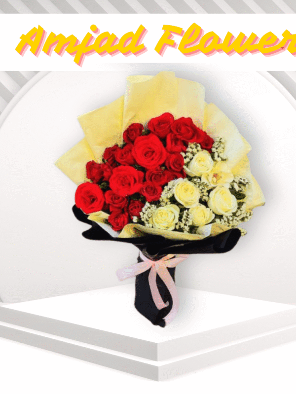 White & Red Rose Bouquet