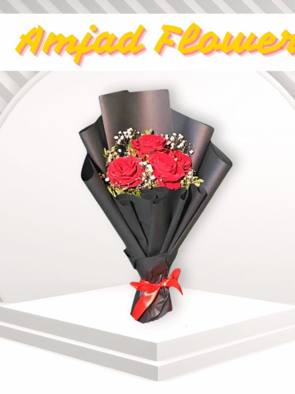 Charming Red Rose Bouquet with Elegant Wrap – 3 Fresh Roses